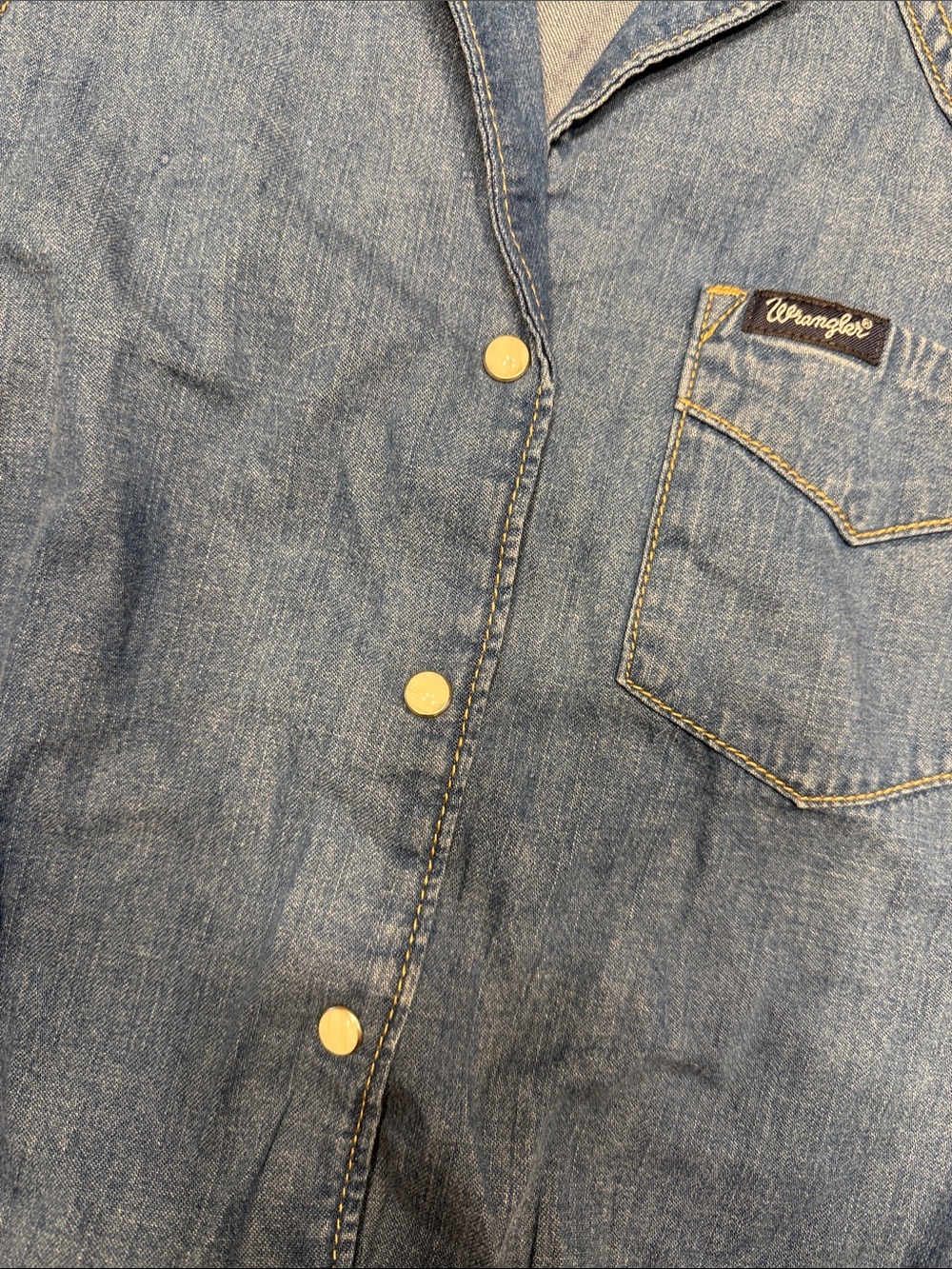 Wrangler light blue denim sleeveless button-down tie-front top - Picture 4 of 6